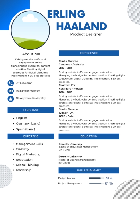 Professional Modern CV Resume A4 template