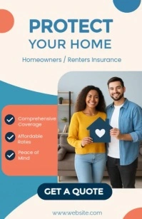 Professional Modern Homeowners & Renters Insurance Social Media Ad Template Tabloid