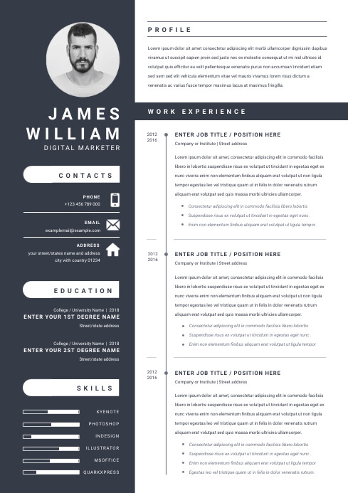 Professional Modern Resume, Curriculum Vitae A4 template