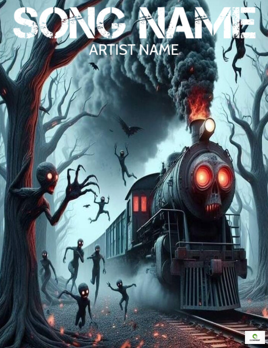 Professional Monster Train Fire Album Cover Art Design Flyer (us Letter) template