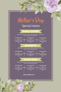Professional Mother's Day Menu Template  Pinterest Graphic