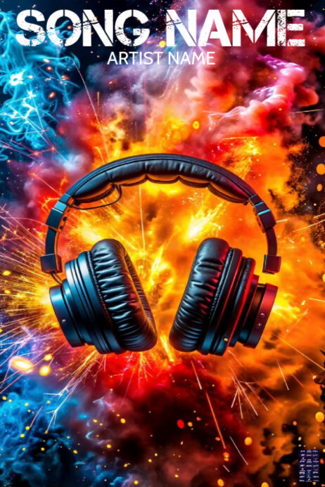 Copy of Professional Music Headphone Song Album Cover Art Poster ...