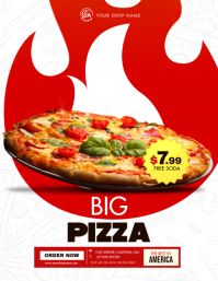 Professional National Pizza Week, Restaurant Promo, Pizza Flyer, Food Deal, Pizzeria Sale Flyer (us template