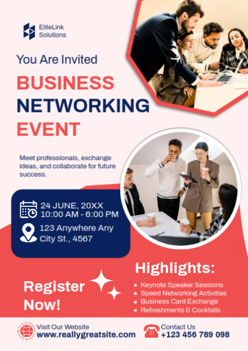Professional Networking Event Poster Template – Business Meetup Flyer A2