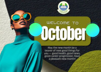 Black New Month Greetings A6 Template