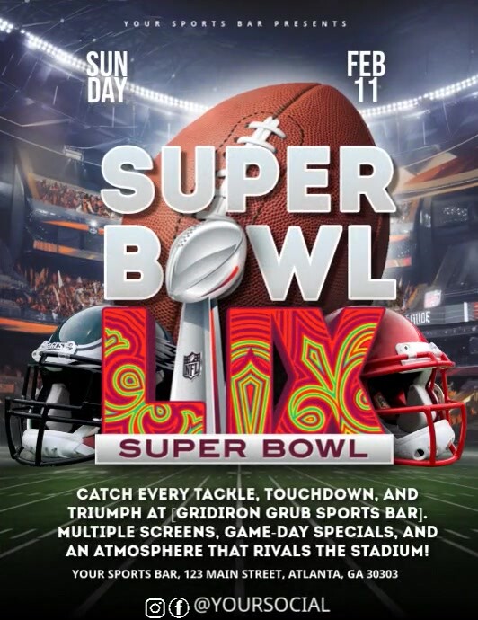 Professional Nfl Chiefs Vs Eagles, Super Bowl.  Flyer (us Letter) template