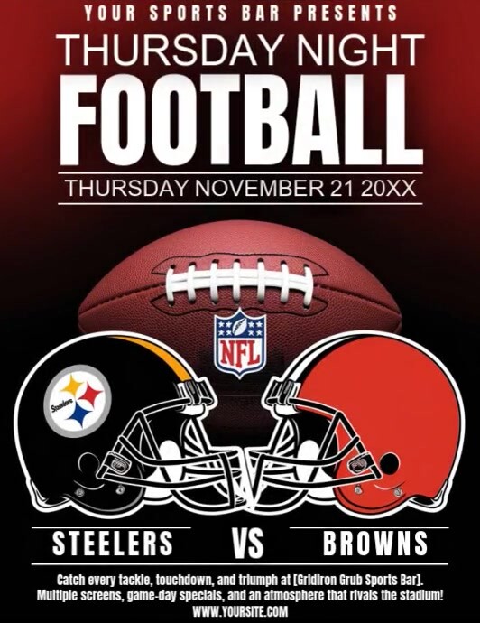 Professional Nfl Football Flyer Steelers Vs Browns. Football Flyer (us Letter) 传单(美国信函) template