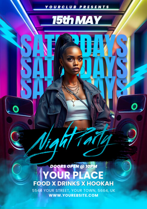 Professional Night Club Party Flyer A5 template