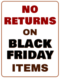 Professional No Returns On Black Friday Items Policy Store Notice Customer Awareness Retail Shopping Folheto (US Letter) template