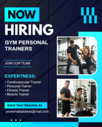 Professional Now Hiring Gym Personal Trainers Flyer Template - Recruit Fitness Staff With Profession Instagram Portrait