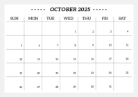 Professional October Calendar 2025 A4 template