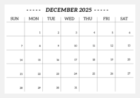 Professional December Calendar 2025 A4 template