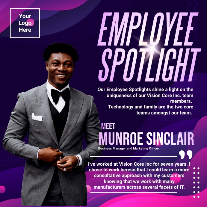 Professional Office Employee Spotlight Templa Instagram-bericht template