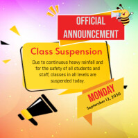 Orange Class Suspension Announcement Instagram Plasing Template