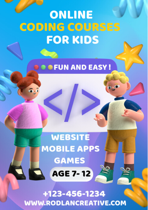 Professional Online Coding Course A4 Template | PosterMyWall