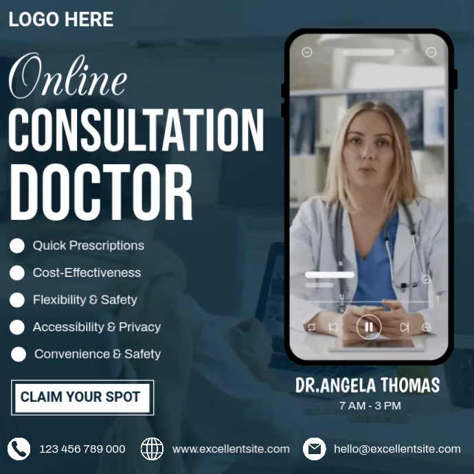 Plantilla de Professional Online Consultation Doctor Instagram Post ...