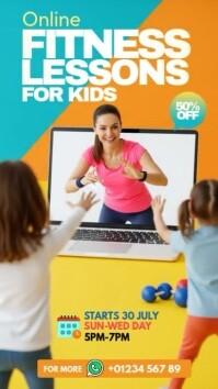 Professional Online Fitness Lessons For Kids Instagram Story template