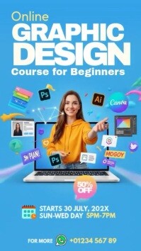 Professional Online Graphic Design Course Ad Instagram Story template