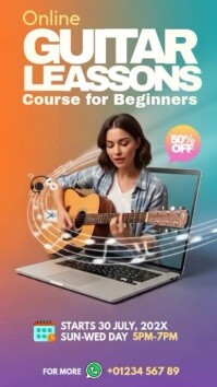 Professional Online Guitar Lessons Ad Instagram Story template