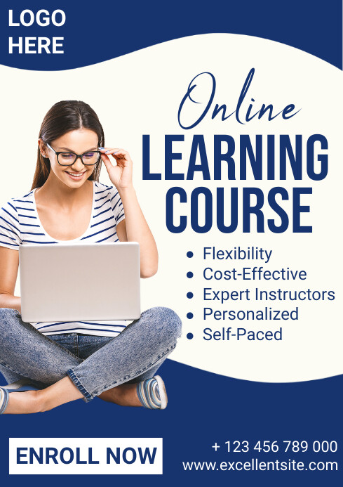 Professional Online Learning Course A4 Template | PosterMyWall