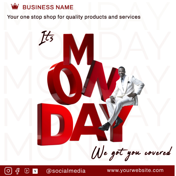 Professional online post hello Monday template