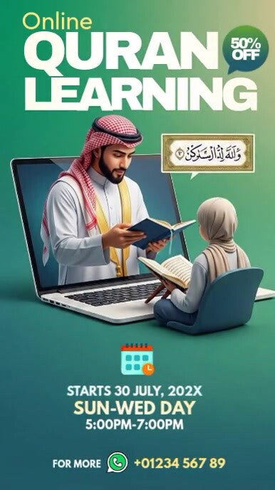 Professional Online Quran Learning Ad Instagram Story Instagram-verhaal template