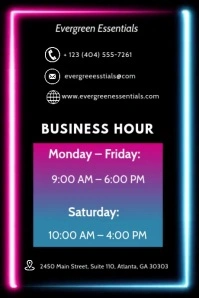 Professional Opening Hours Poster template