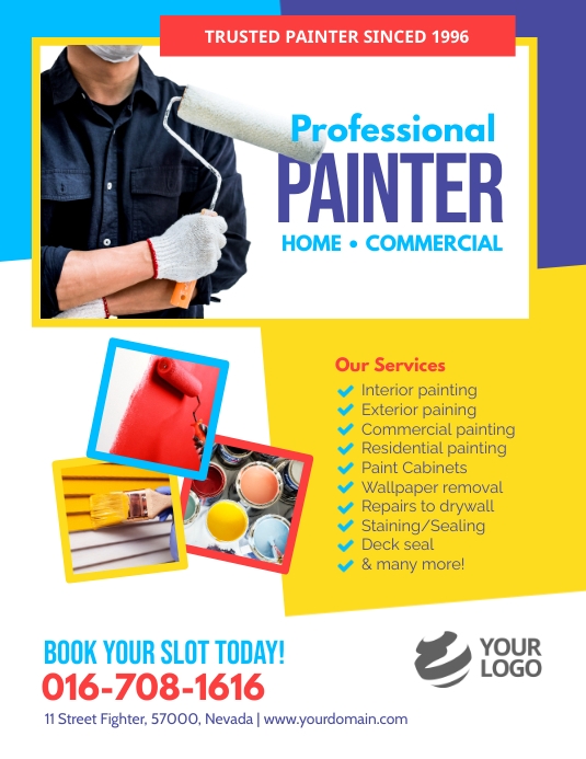 Professional Painter for Home Commercial Рекламная листовка (US Letter) template