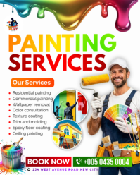 Professional Painting Services house home interior painters company advertisement poster template In Instagram Portrait