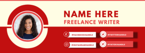 Red Freelance Writer Profile Facebook Cover Photo Template