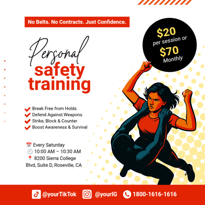 Professional Personal Safety Training Facebook Instagram Post Template ...