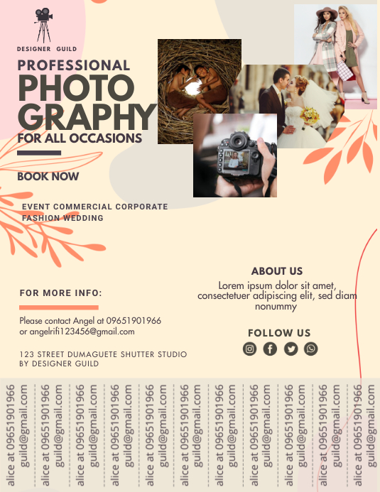 Plantilla De Folleto De Publicitarios De Fotografia Profesional Postermywall