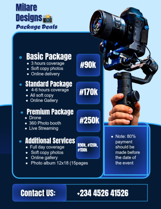 Professional Photography Package Price List Flyer Template | PosterMyWall