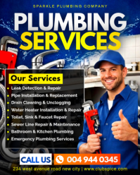 Professional Plumbing Services plumber maintenance repair pipe installation company business adverti Instagram Portrait template