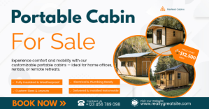 Professional Portable Cabin For Sale Advertisement Template Facebook Shared Image delt Facebook-billede