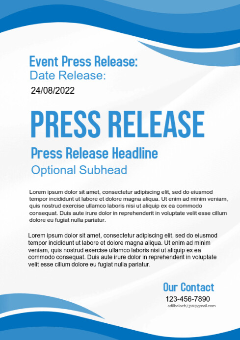 Professional Prees Release A4 Template | PosterMyWall