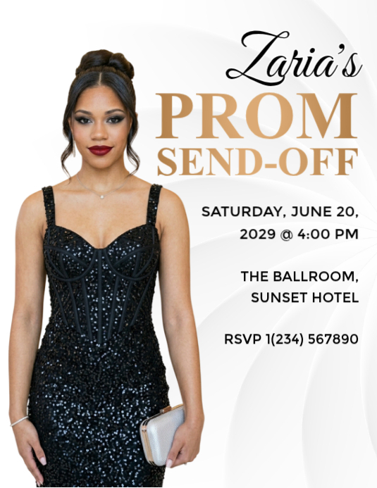 White Prom Send-off Flyers Template | PosterMyWall
