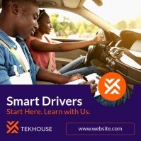 Professional Purple White And Orange Driving School Advertisement  Instagram Post template