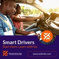 Professional Purple White And Orange Driving School Advertisement  Instagram Post template