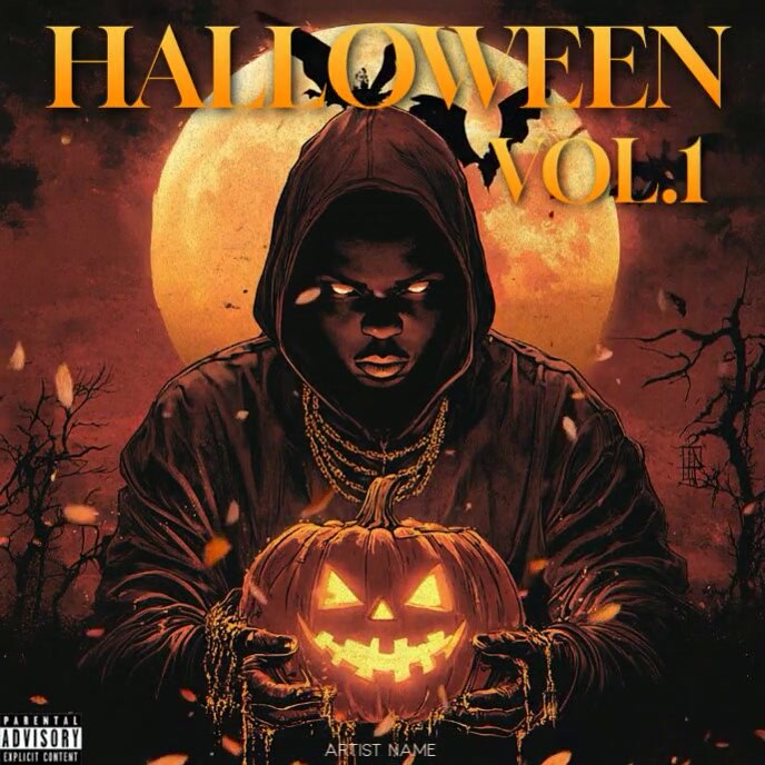 Professional Rap Album Cover, Pumpkin Man In Hoodie Album Cover ...
