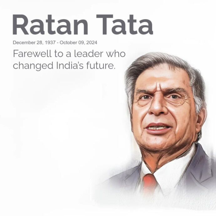 Professional Ratan Tata, Tata Group, Rip,  Instagram Post template
