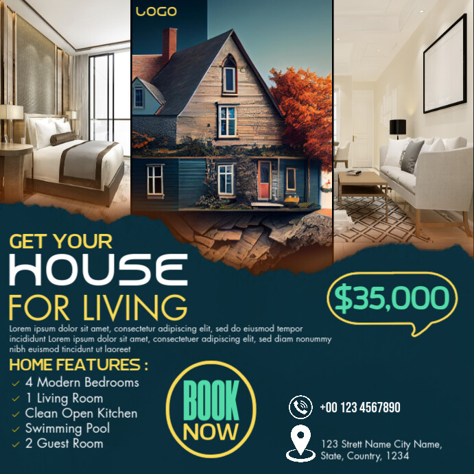 Professional Real Estate Instagram Post Template | PosterMyWall