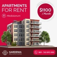 Professional Red And White Apartments For Rent Real Estate Advertisement Instagram Post Banner 2024 Instagram-Beitrag template