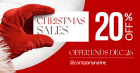 Professional Red And White Modern Funny Christmas Sale Instagram Banner – Santa Holding Card Holiday Facebook Shared Image template