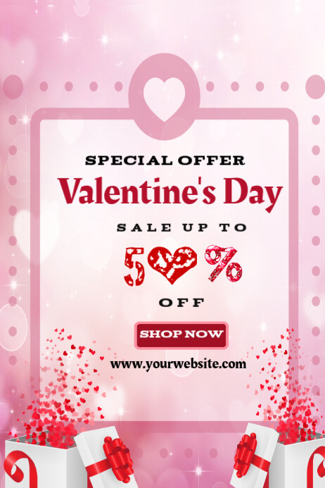 Professional Red Pink Happy Valentines Day Instagram Poster Template ...
