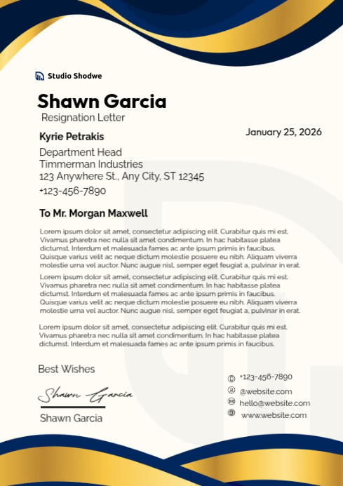 Professional Resignation Letter A4 Template | PosterMyWall