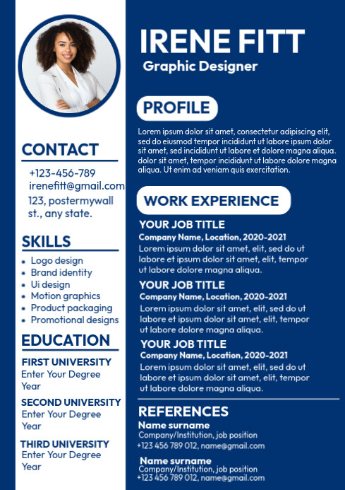 Copy of Professional Resume Template A4 | PosterMyWall