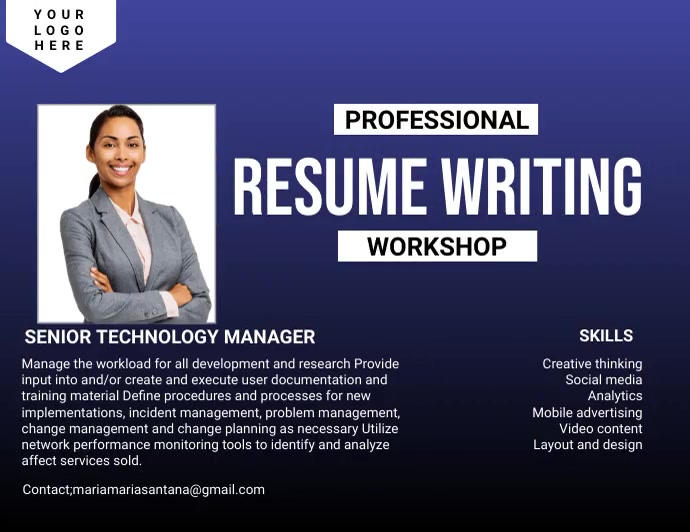 Resume Writing Programs Plantilla de Redacción de Currículum Vitae Profesional | PosterMyWall