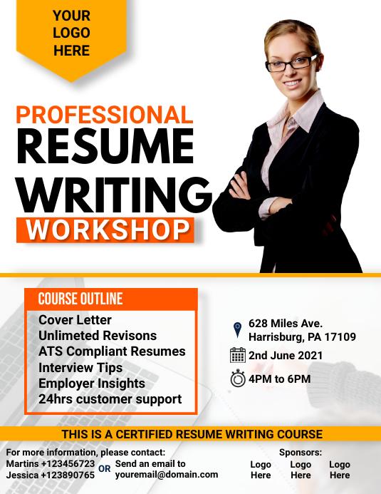 Professional Resume Writing Flyer Template PosterMyWall