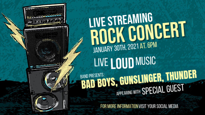 Professional Rock Concert Live Streaming Youtube Thumbnail Template ...